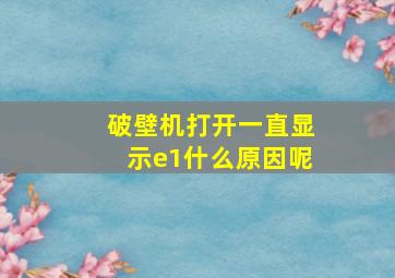 破壁机打开一直显示e1什么原因呢