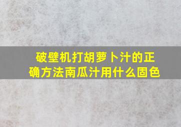 破壁机打胡萝卜汁的正确方法南瓜汁用什么固色