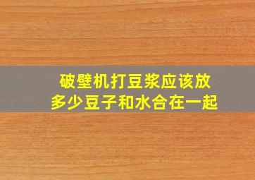 破壁机打豆浆应该放多少豆子和水合在一起