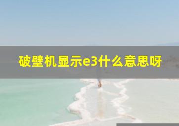 破壁机显示e3什么意思呀