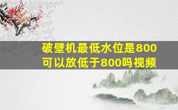 破壁机最低水位是800可以放低于800吗视频