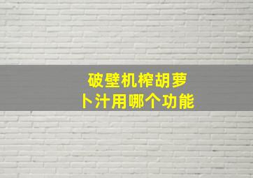 破壁机榨胡萝卜汁用哪个功能