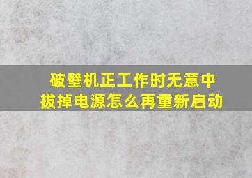 破壁机正工作时无意中拔掉电源怎么再重新启动