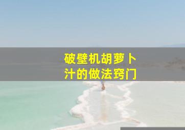 破壁机胡萝卜汁的做法窍门