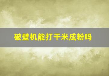 破壁机能打干米成粉吗