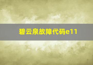 碧云泉故障代码e11