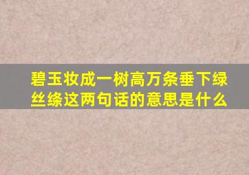 碧玉妆成一树高万条垂下绿丝绦这两句话的意思是什么