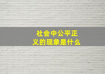 社会中公平正义的现象是什么