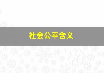 社会公平含义