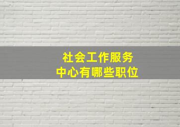 社会工作服务中心有哪些职位