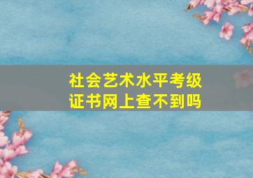 社会艺术水平考级证书网上查不到吗