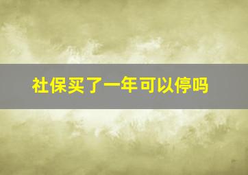 社保买了一年可以停吗