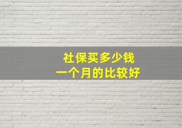 社保买多少钱一个月的比较好