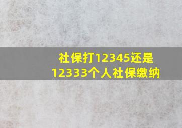 社保打12345还是12333个人社保缴纳