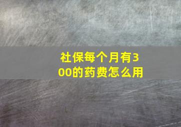 社保每个月有300的药费怎么用