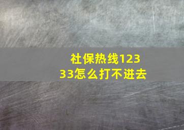 社保热线12333怎么打不进去