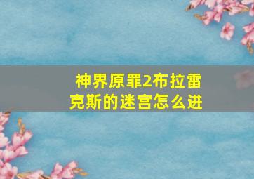 神界原罪2布拉雷克斯的迷宫怎么进