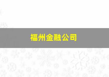 福州金融公司