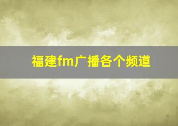 福建fm广播各个频道