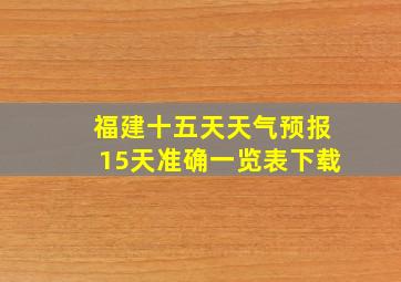 福建十五天天气预报15天准确一览表下载