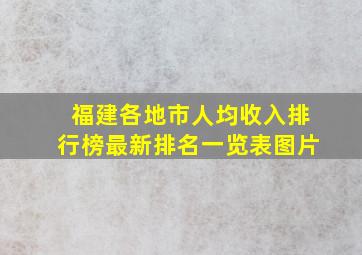 福建各地市人均收入排行榜最新排名一览表图片