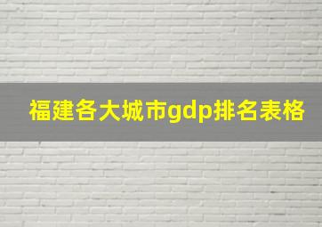 福建各大城市gdp排名表格