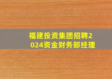 福建投资集团招聘2024资金财务部经理