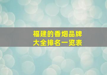 福建的香烟品牌大全排名一览表