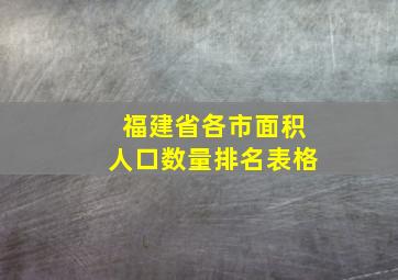 福建省各市面积人口数量排名表格