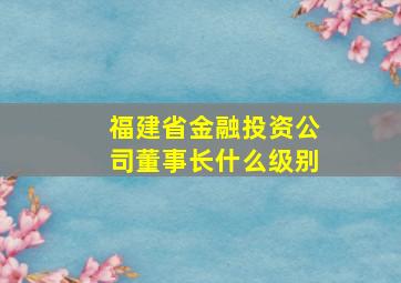 福建省金融投资公司董事长什么级别