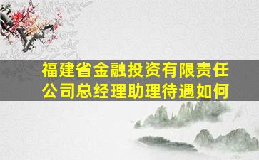 福建省金融投资有限责任公司总经理助理待遇如何