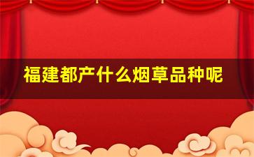 福建都产什么烟草品种呢