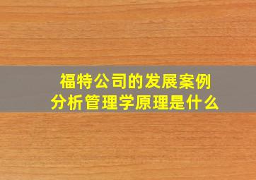 福特公司的发展案例分析管理学原理是什么