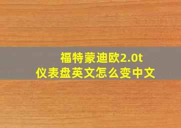 福特蒙迪欧2.0t仪表盘英文怎么变中文