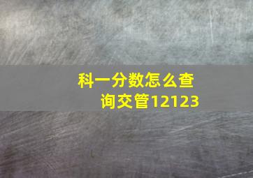 科一分数怎么查询交管12123