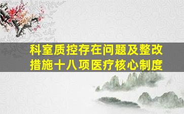 科室质控存在问题及整改措施十八项医疗核心制度