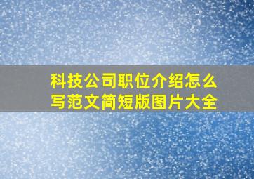 科技公司职位介绍怎么写范文简短版图片大全