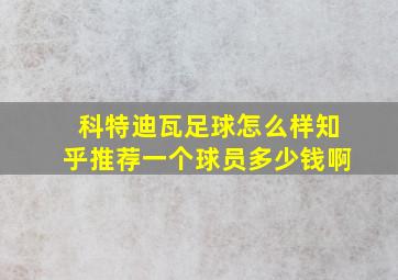 科特迪瓦足球怎么样知乎推荐一个球员多少钱啊