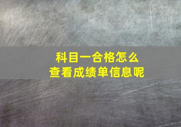 科目一合格怎么查看成绩单信息呢