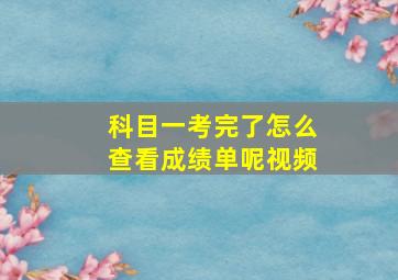 科目一考完了怎么查看成绩单呢视频