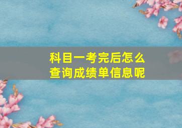 科目一考完后怎么查询成绩单信息呢