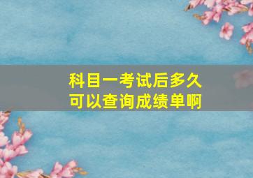 科目一考试后多久可以查询成绩单啊