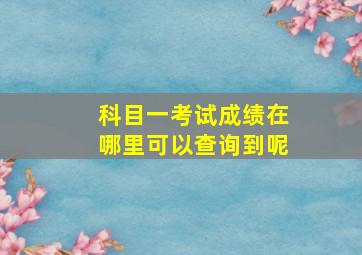 科目一考试成绩在哪里可以查询到呢