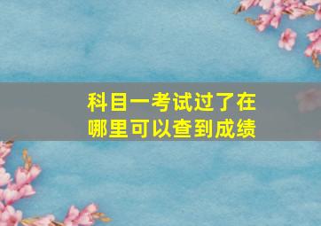 科目一考试过了在哪里可以查到成绩