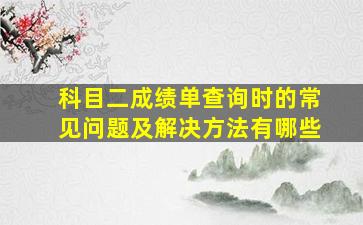 科目二成绩单查询时的常见问题及解决方法有哪些