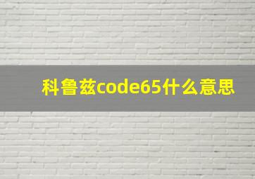 科鲁兹code65什么意思