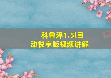 科鲁泽1.5l自动悦享版视频讲解