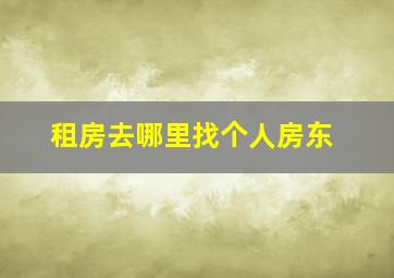 租房去哪里找个人房东