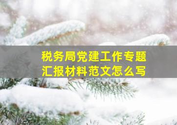 税务局党建工作专题汇报材料范文怎么写