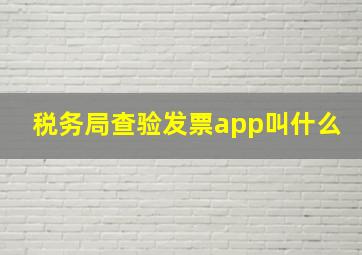 税务局查验发票app叫什么